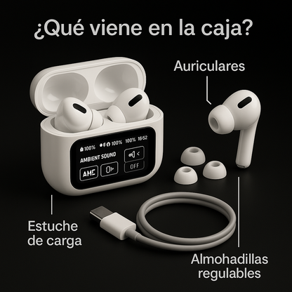 🔊 ¡AIRPODS PRO CON PANTALLA – SONIDO PREMIUM, CANCELACIÓN DE RUIDO Y 76% DE DESCUENTO + Spotify Premium Gratis! 🔥