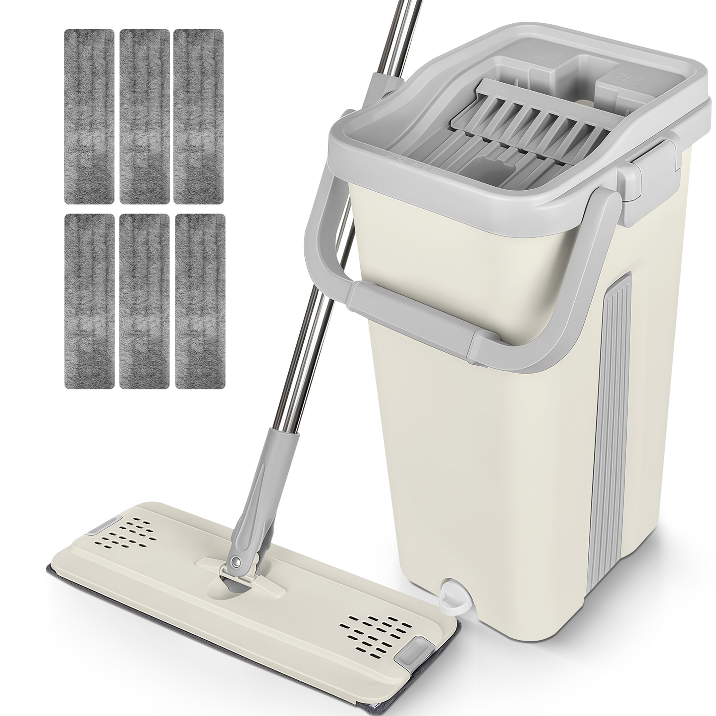 Set de Mopa Plana con Cubo Doble y Repuestos de Microfibra