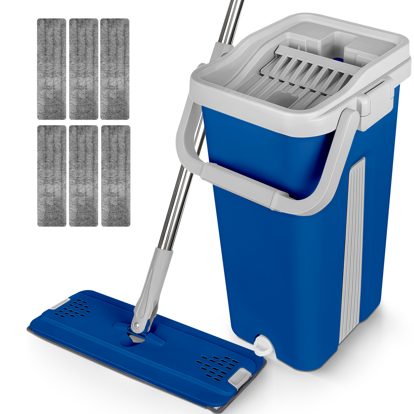 Set de Mopa Plana con Cubo Doble y Repuestos de Microfibra