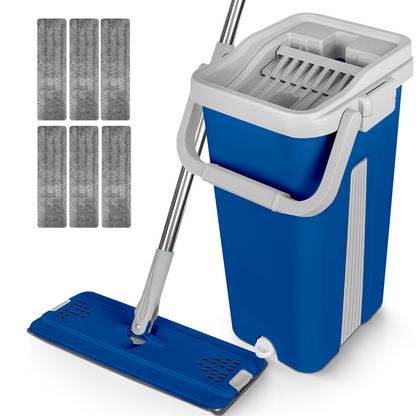 Set de Mopa Plana con Cubo Doble y Repuestos de Microfibra