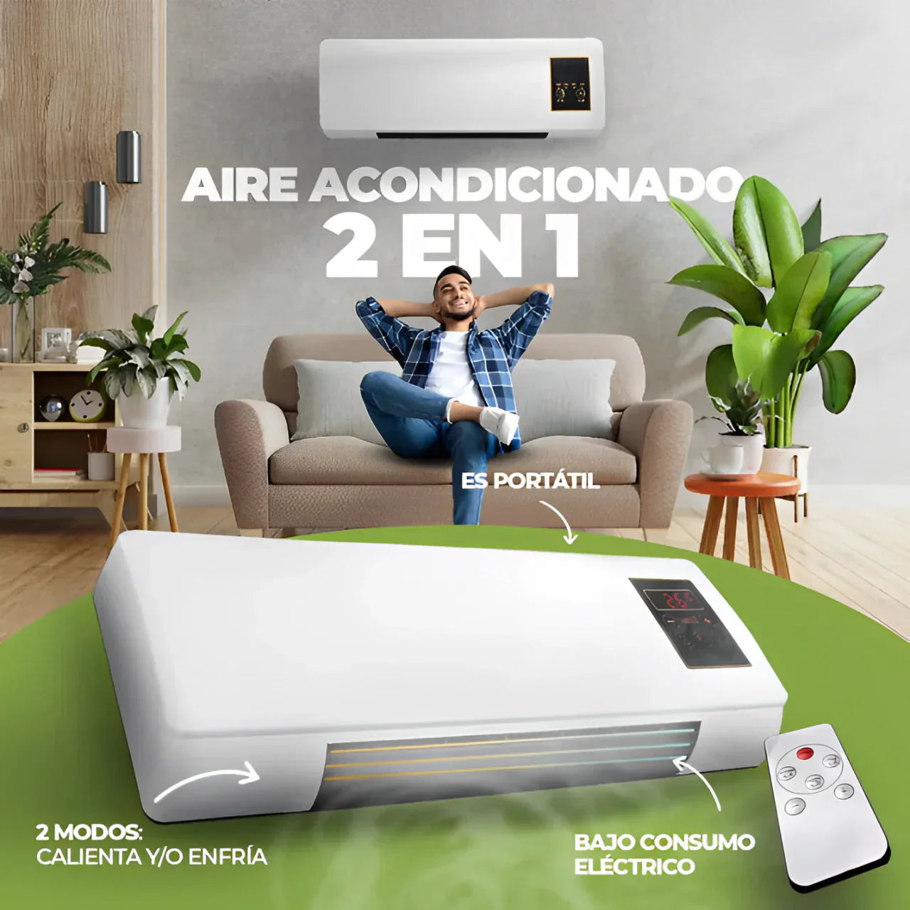 🔥❄️ AIRE ACONDICIONADO PORTÁTIL 2 EN 1 – ¡Enfría y Calienta al Instante!